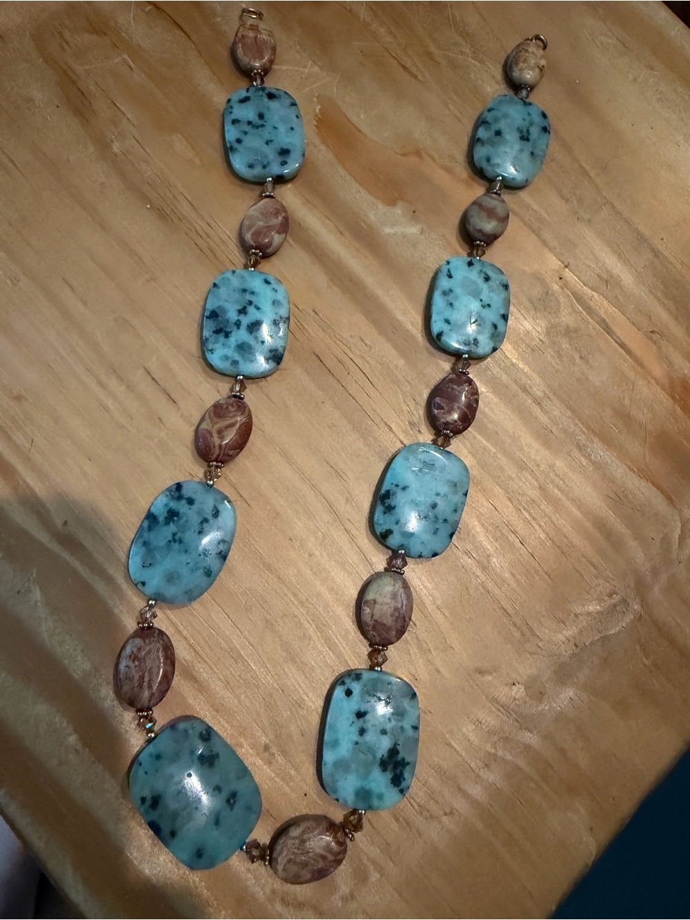 Handmade Blue and Brown Natural Stone Necklace